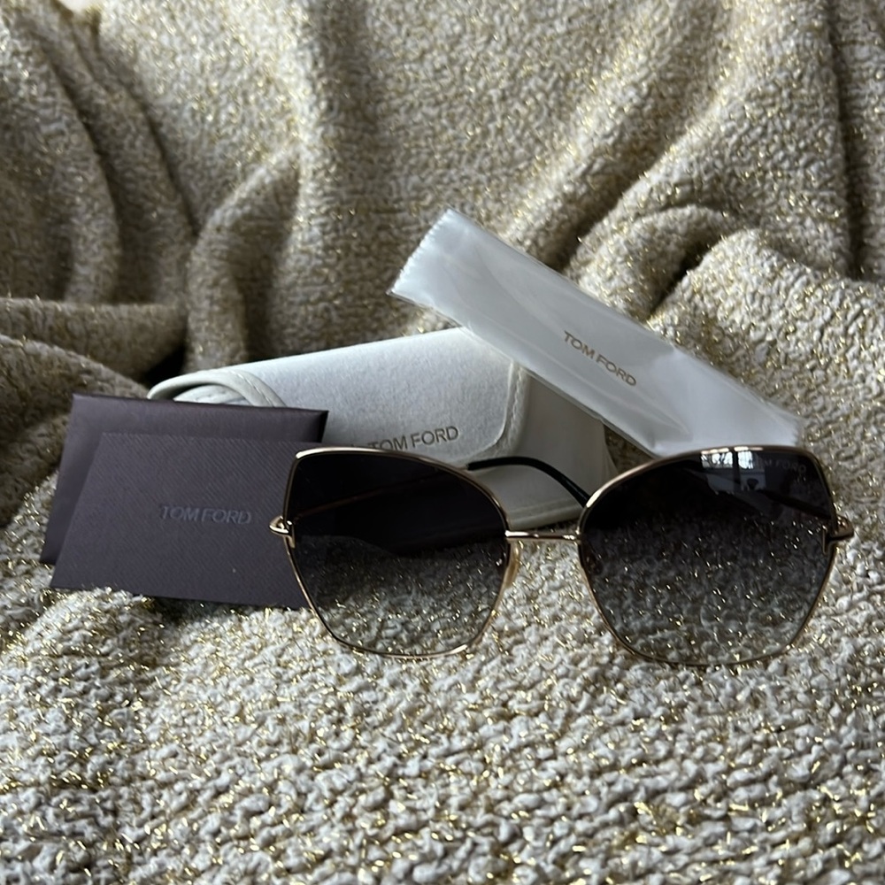 Tom Ford Farah TF951 Light Gold Gray Gradient 60MM Geometric Sunglasses